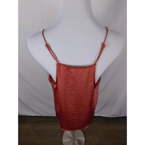 Nine West Camisole Top Womens Large Rust Satin Lace Trim Silky Adjustable Straps - Picture 7 of 12